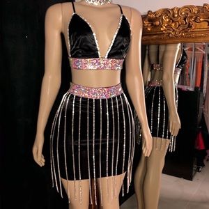 Lynira Label Adeline Rhinestone Skirt Set